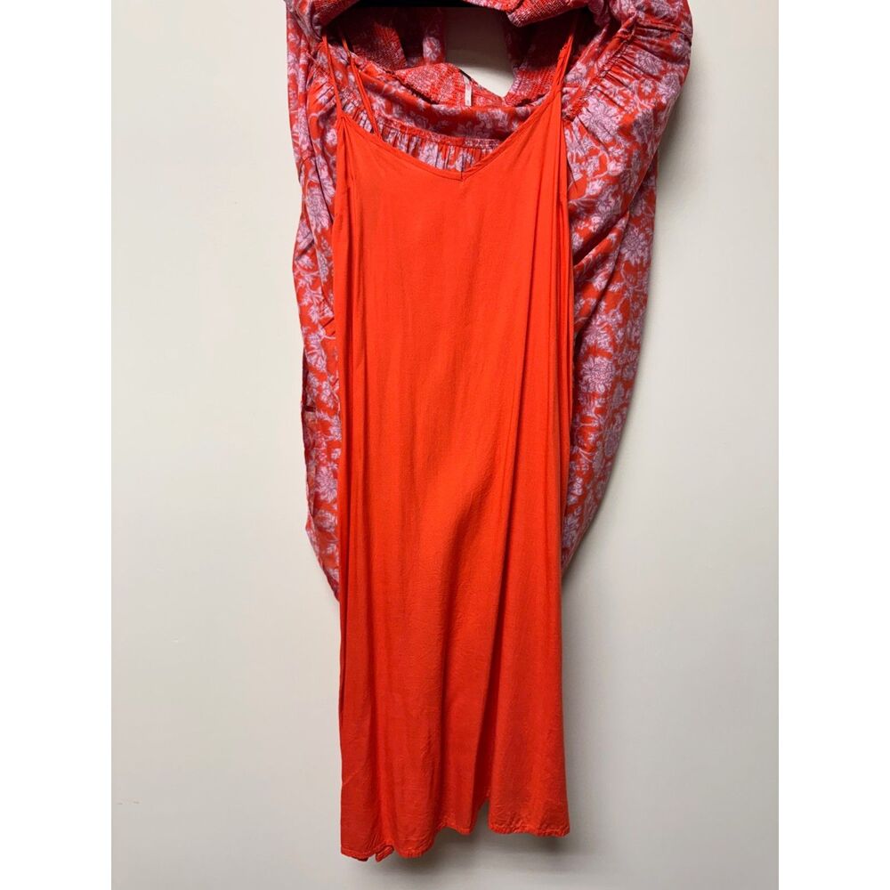 FREE PEOPLE Bonita Floral Print Flutter Sleeve Midi Dress, Modal Slip, Sz M - Picture 12 of 15